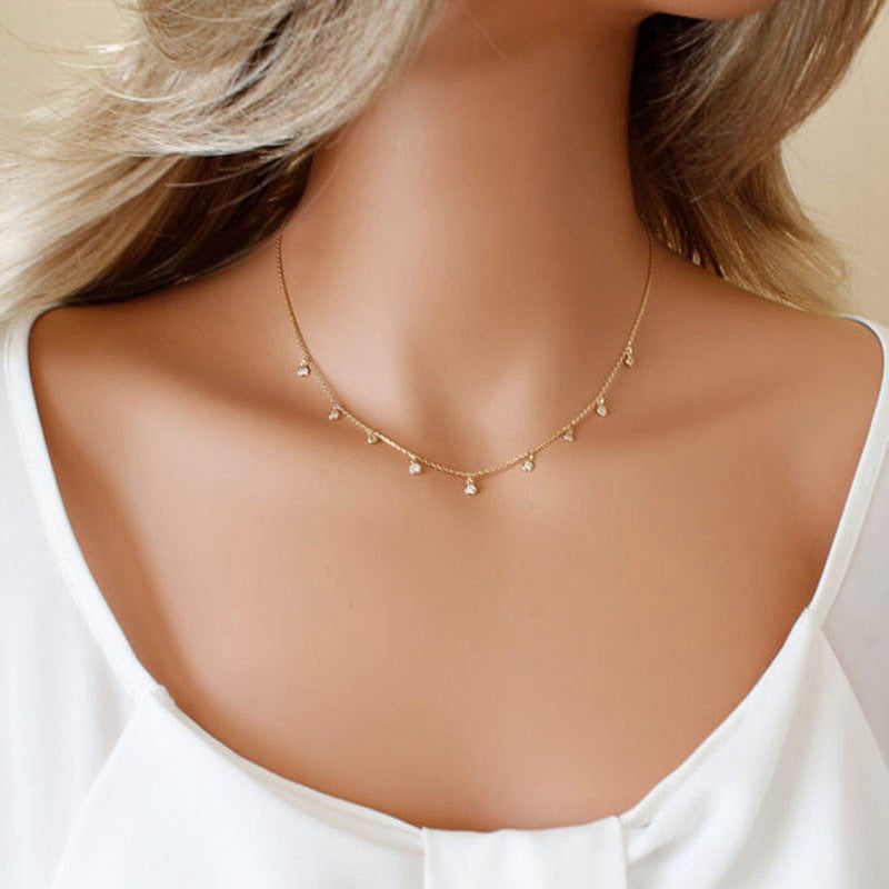 Round Rhinestone Pendant Necklace