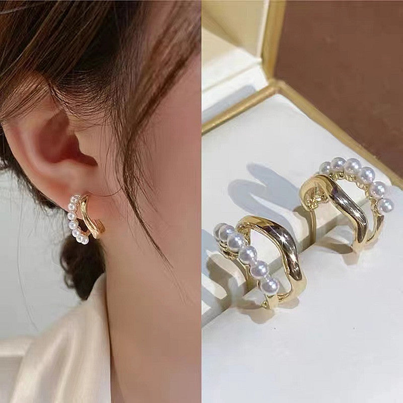 Double Layer Pearl Earrings