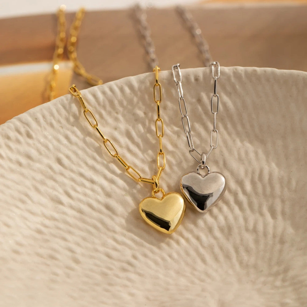 Vintage Gold Heart Charm Necklace