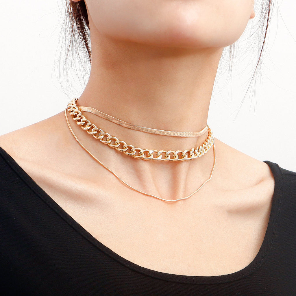 Simple Punk Thick Chain Snake Bone Chain Necklace