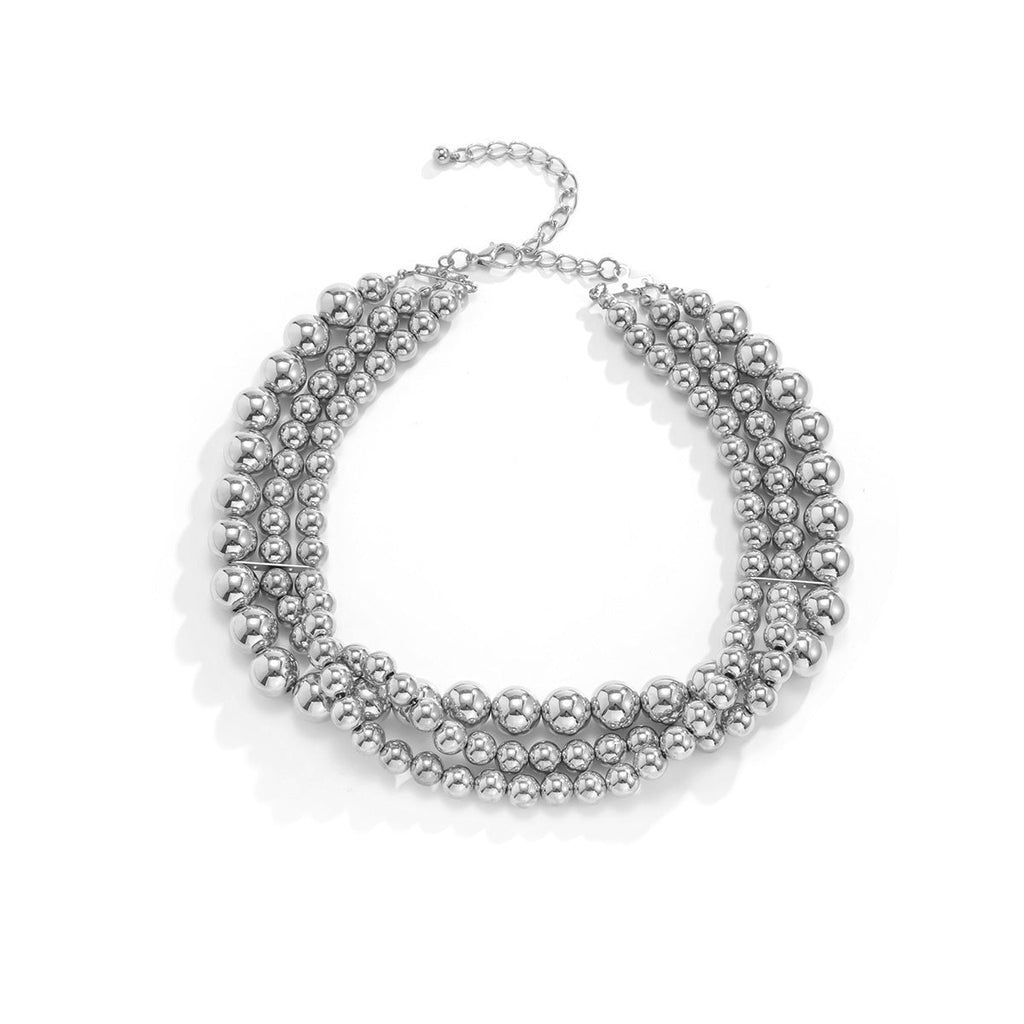 Multilayer Choker Necklace Round Plastic Resin Beads