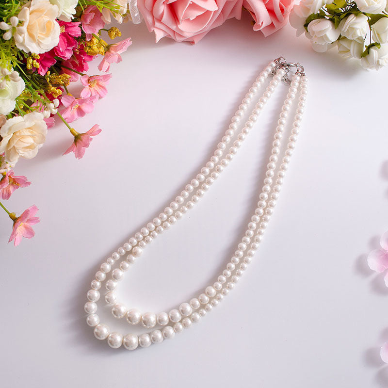 Multi-Layer Pearl Statement Bridal Choker Necklace