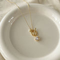 Pearl Pendant Crystal Charm Chain Necklace