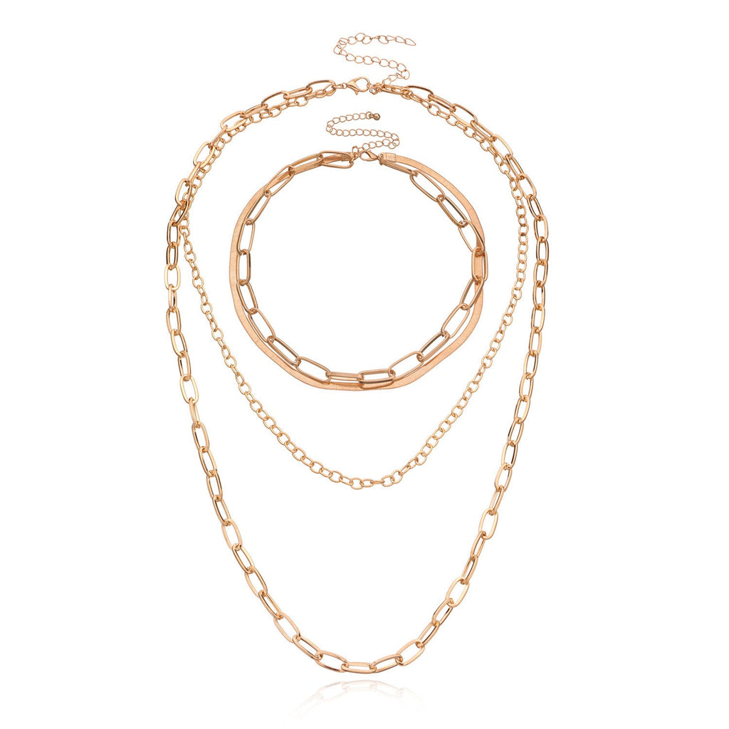 Multiple Paperclip Chain Layer Necklace Set