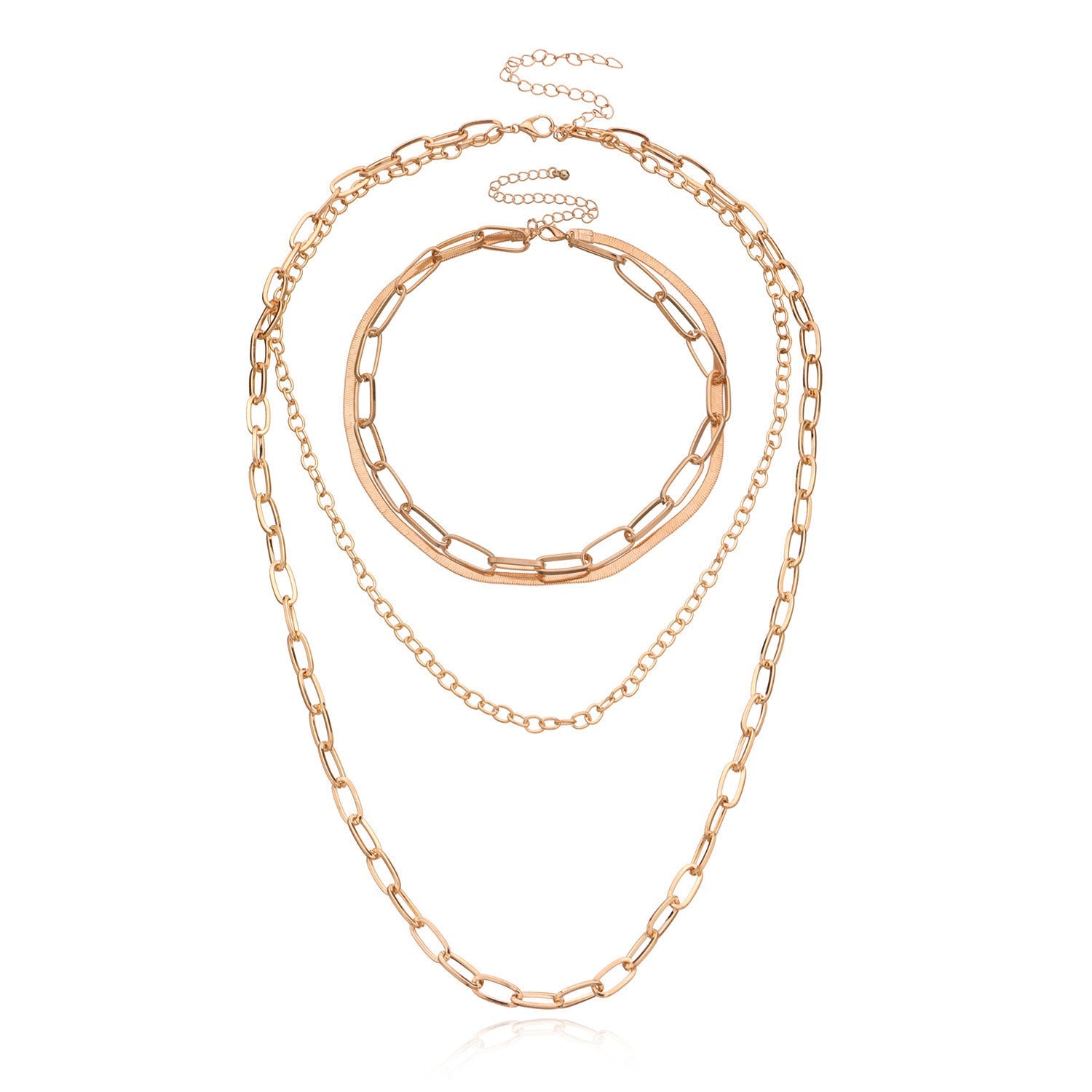 Multiple Paperclip Chain Layer Necklace Set