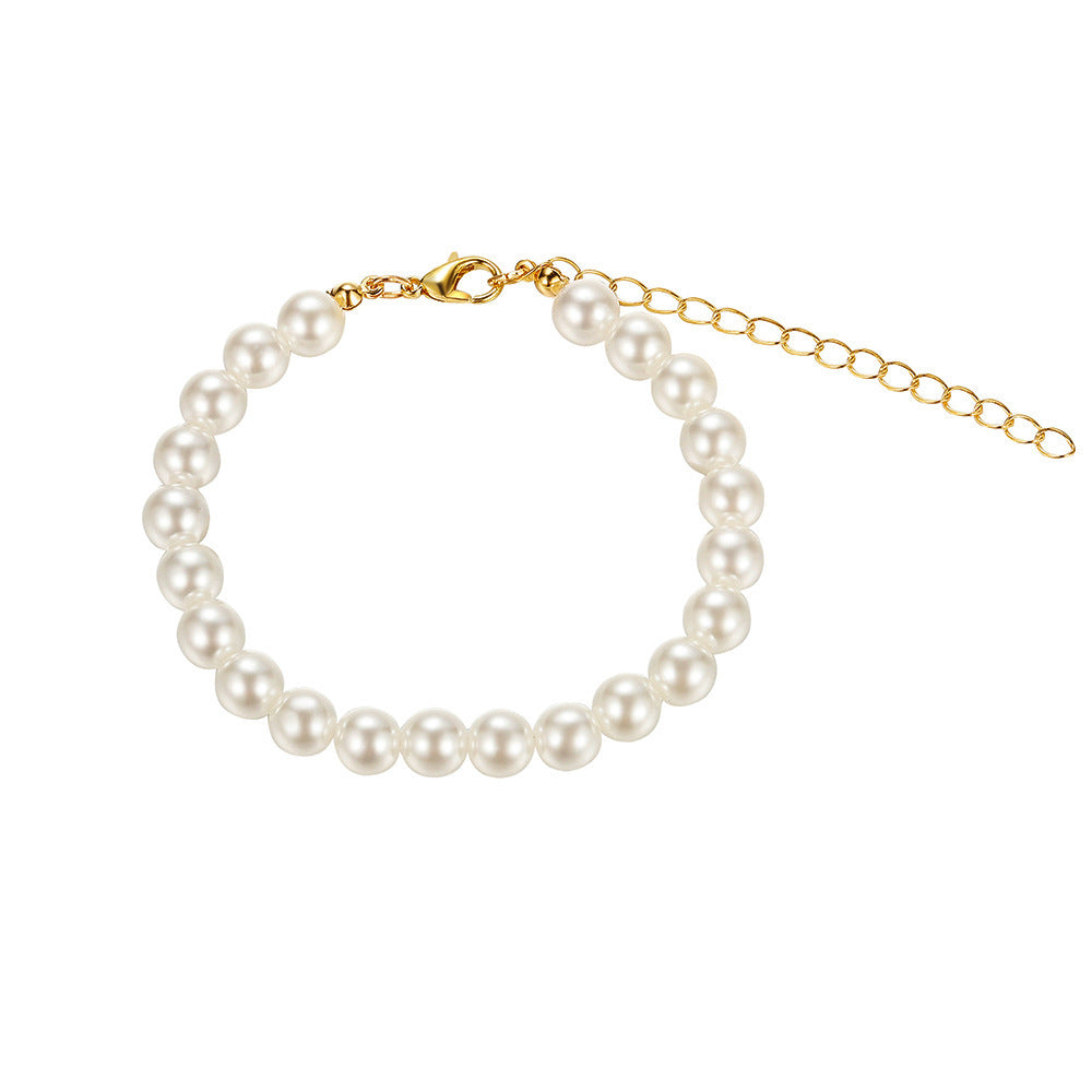 Elegant White Imitation Pearls Necklace Choker Women