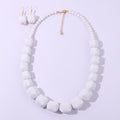 Acrylic Jewelry Set White Black Beads Necklace Earring