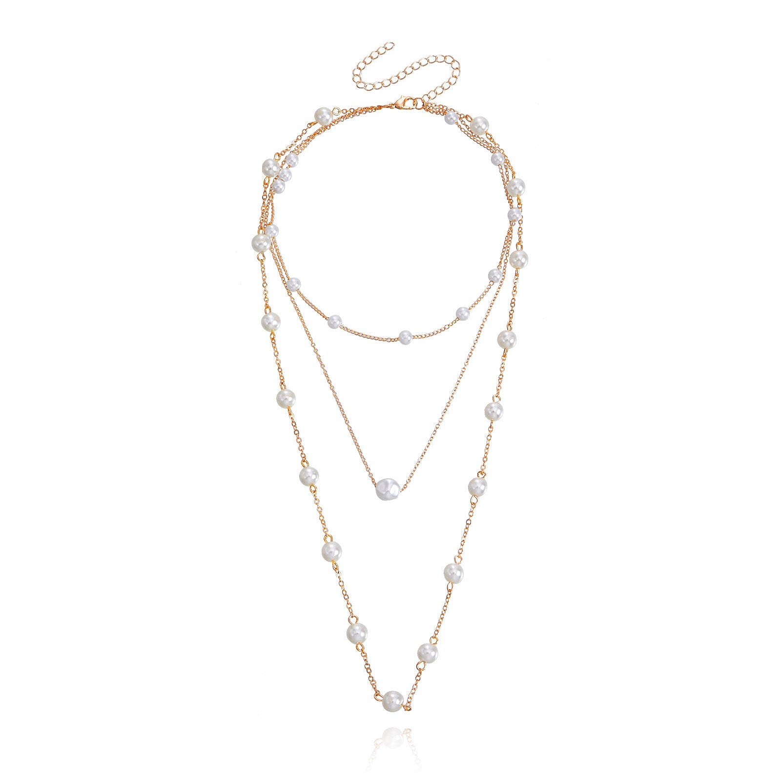 Women Layered Pearl Beads Necklace