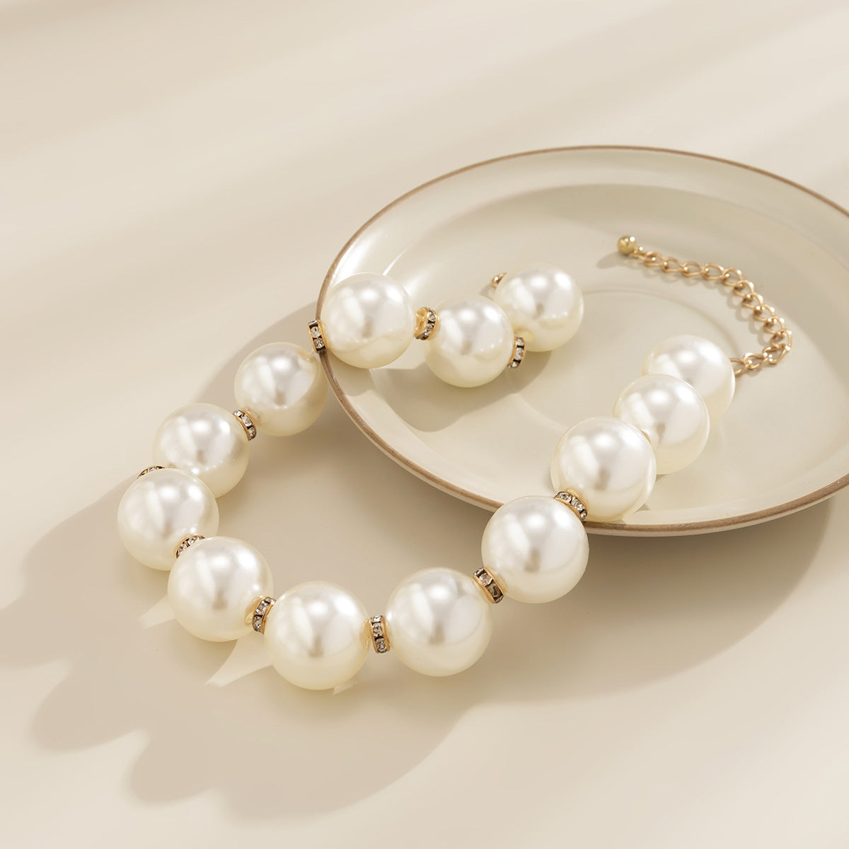 Handmade Big Chunky White Pearl Choker Necklace