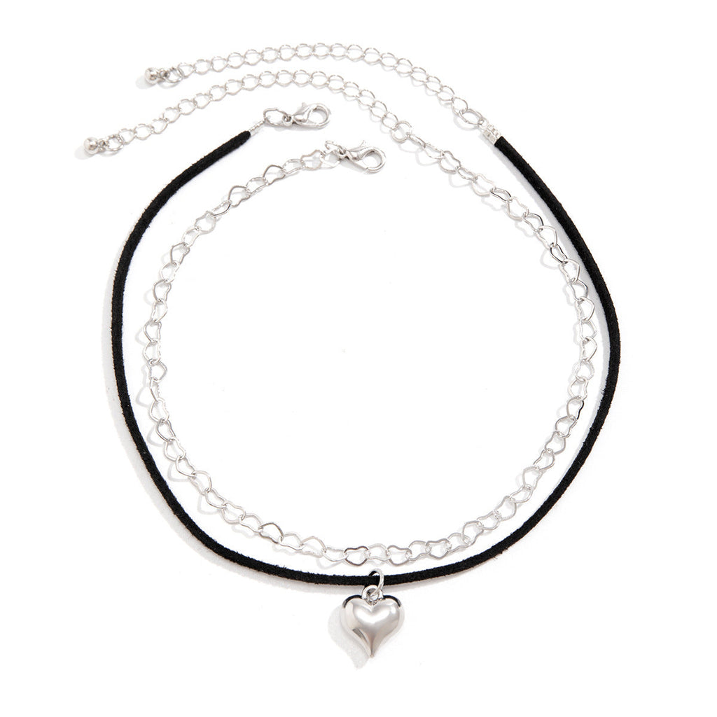 Jewelry Heart Pendant Black Short Choker Necklaces