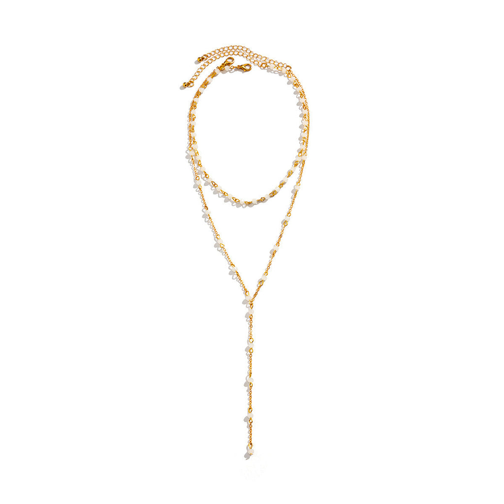 Multi Layer Overlay Retro Crystal Long Sweater Necklace