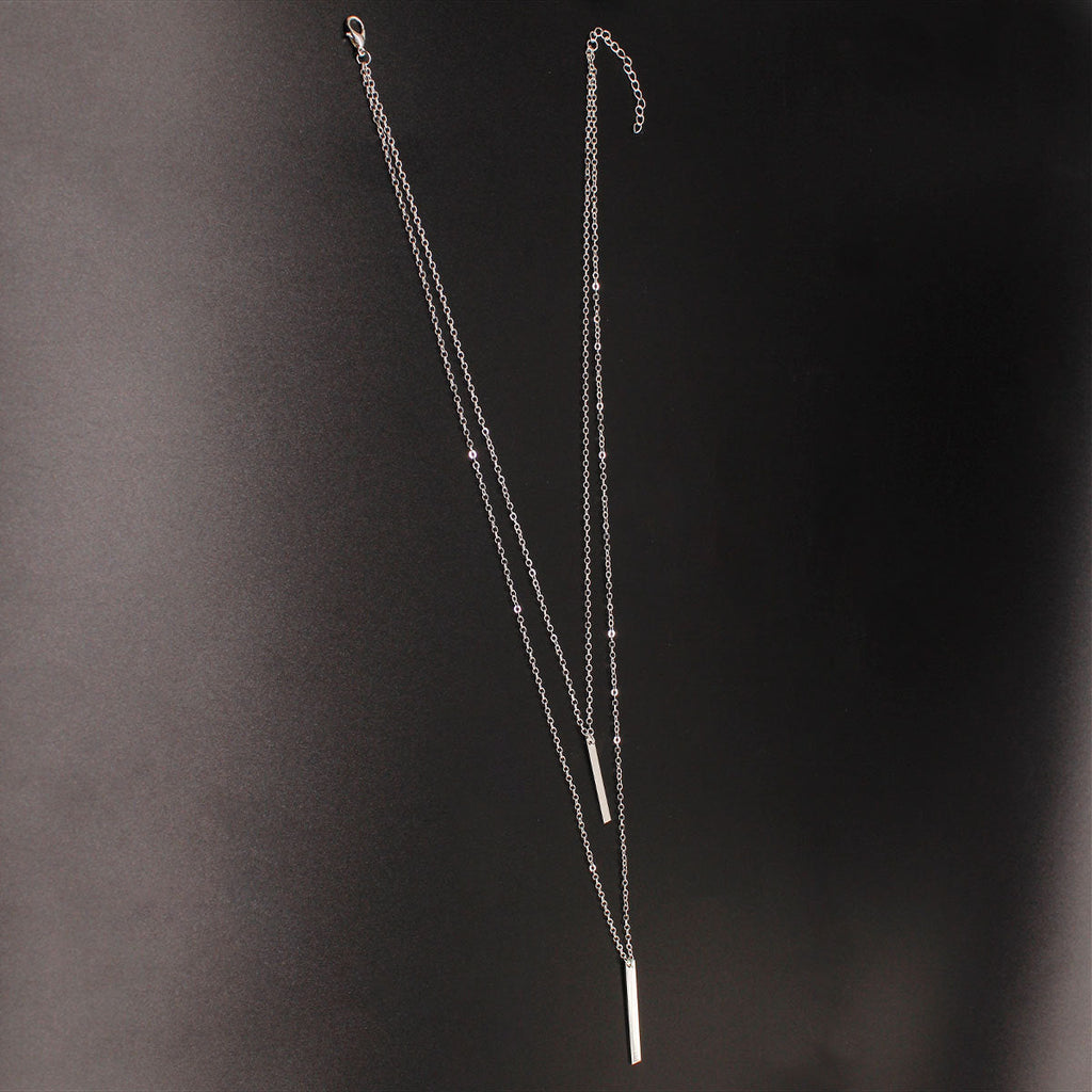 Layered Rectangular Pendant Necklace