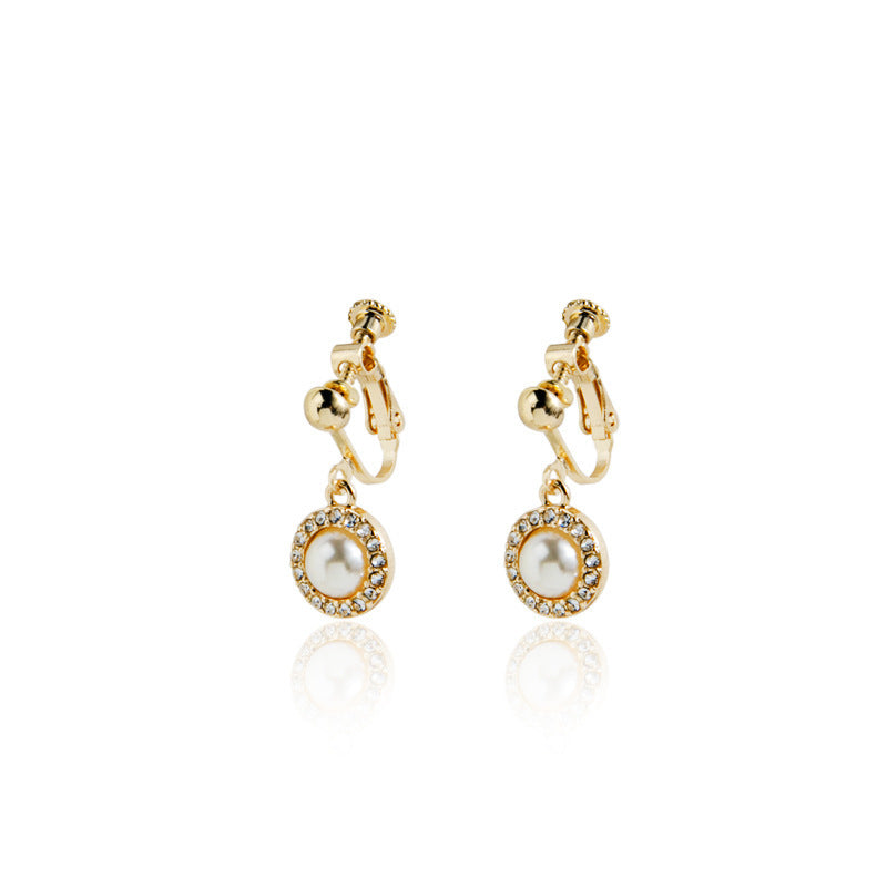 Retro Long Rhinestone Earrings Pearl