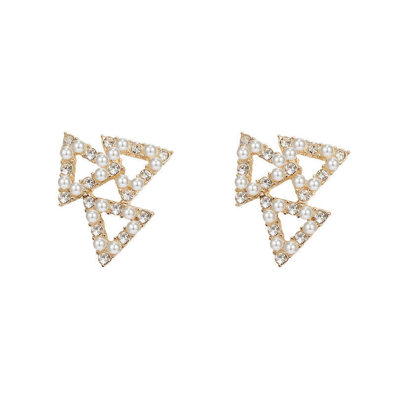 Geometry Rhinestone Triangle Stud Earrings