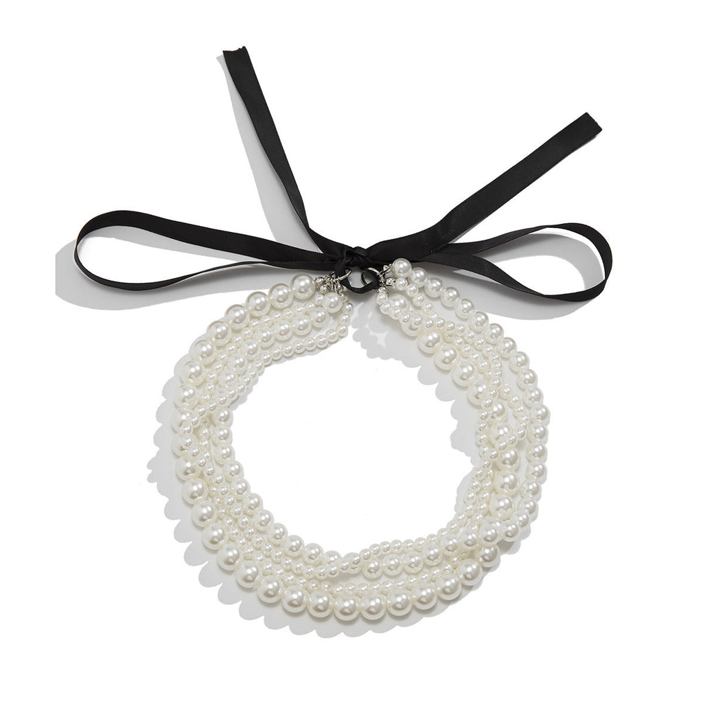 Elegant Multilayer Imitation Pearl Chain Necklace Women