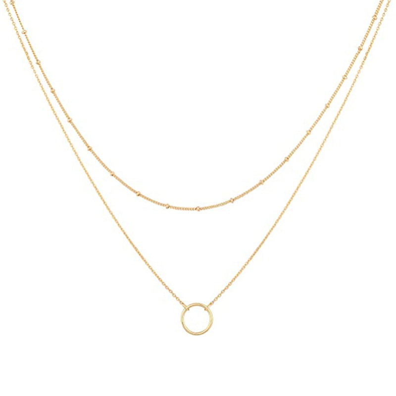 Circle Double Layer Necklace Bead Chain