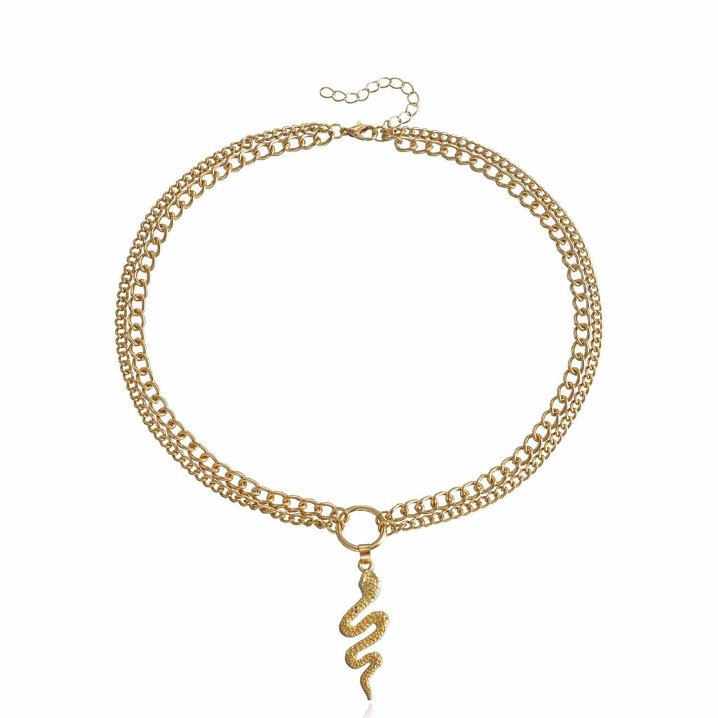 Snake Shaped Pendant Necklace Creative Punk Cuban Chain