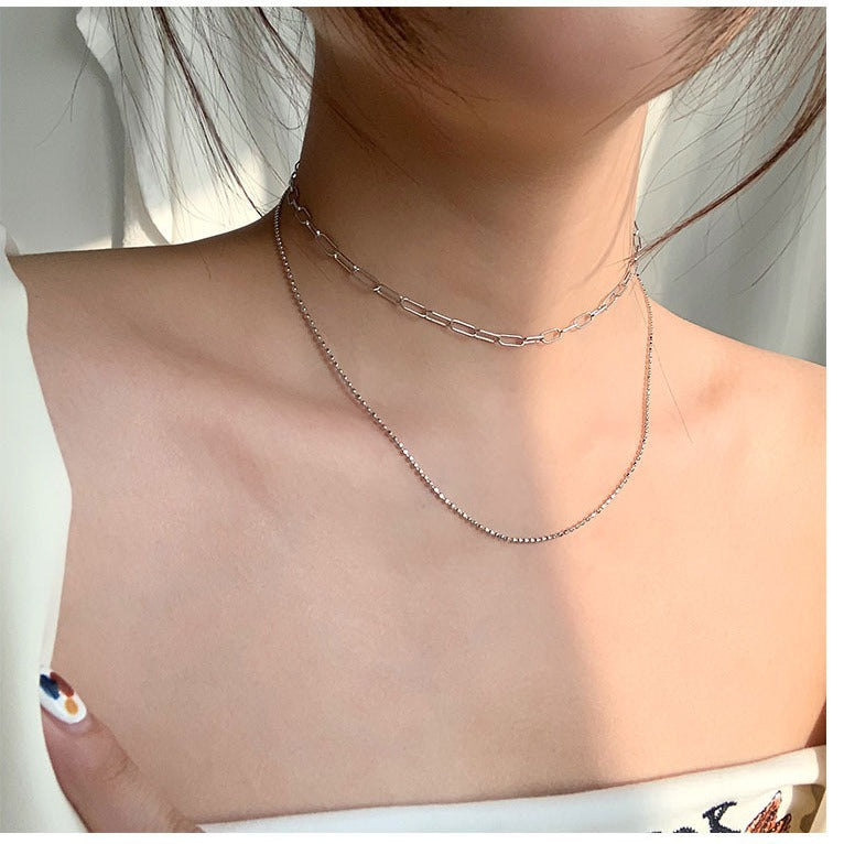 Paperclip Box Chain Layer Necklace