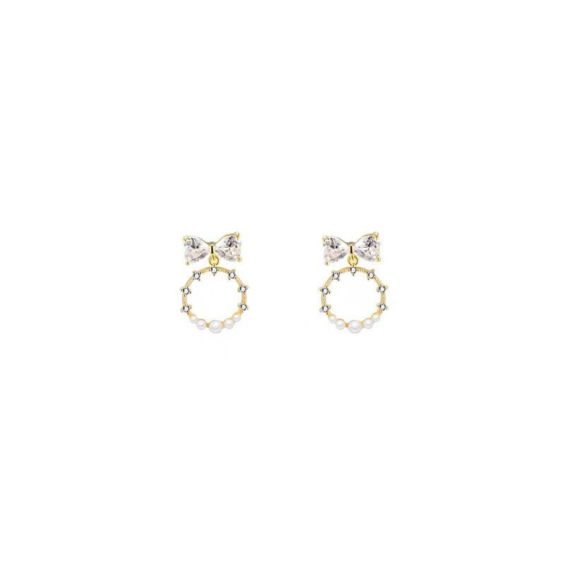 Elegant Vintage Rhinestone Bow Drop Earrings