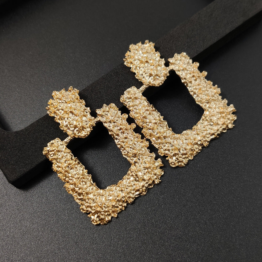 Hollow Large Square Stud Statement Earrings