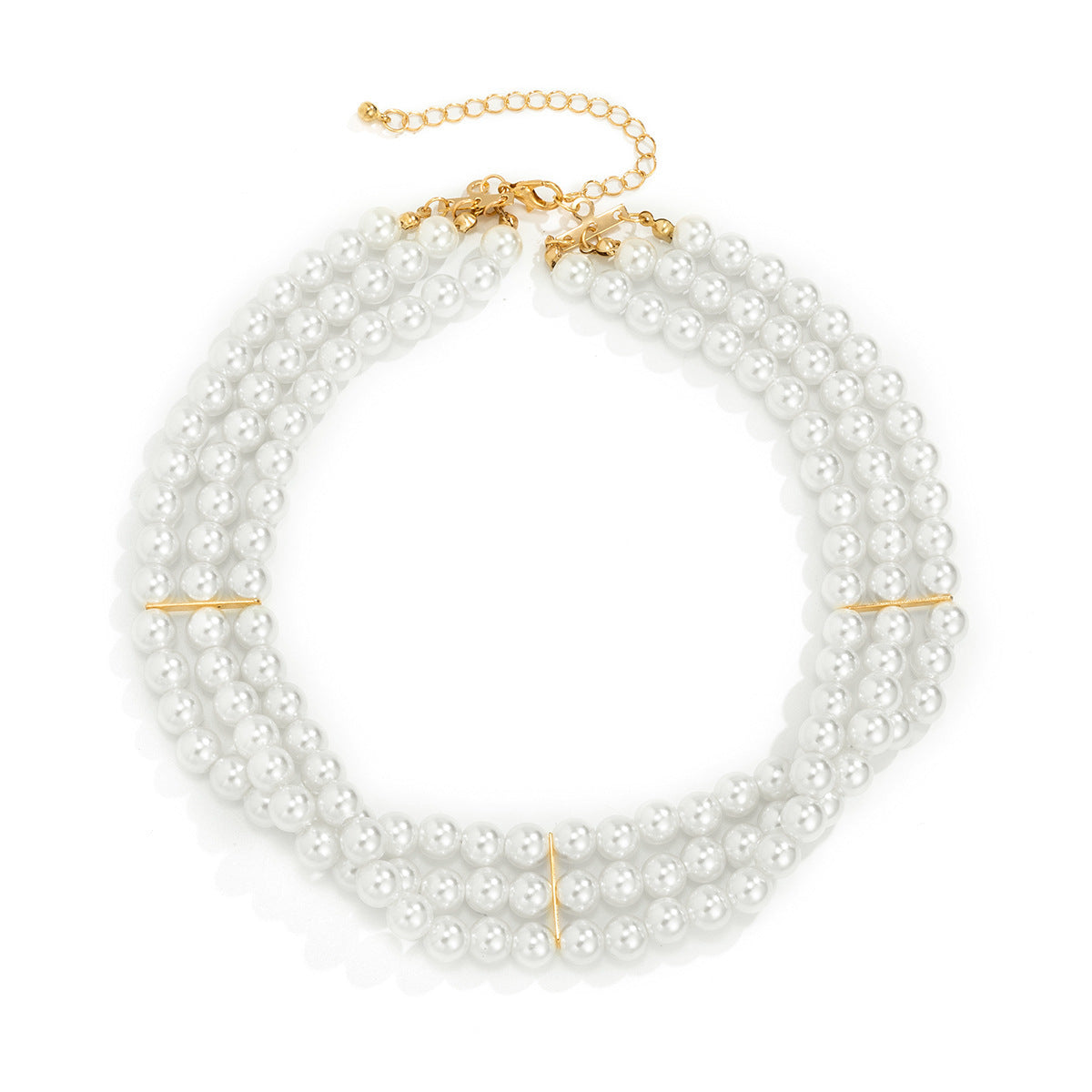 Boho Vintage Pearl Necklace Multi-Strands round Pearl Choker