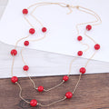 Double Beads Neck Chain Pearl Choker Necklace