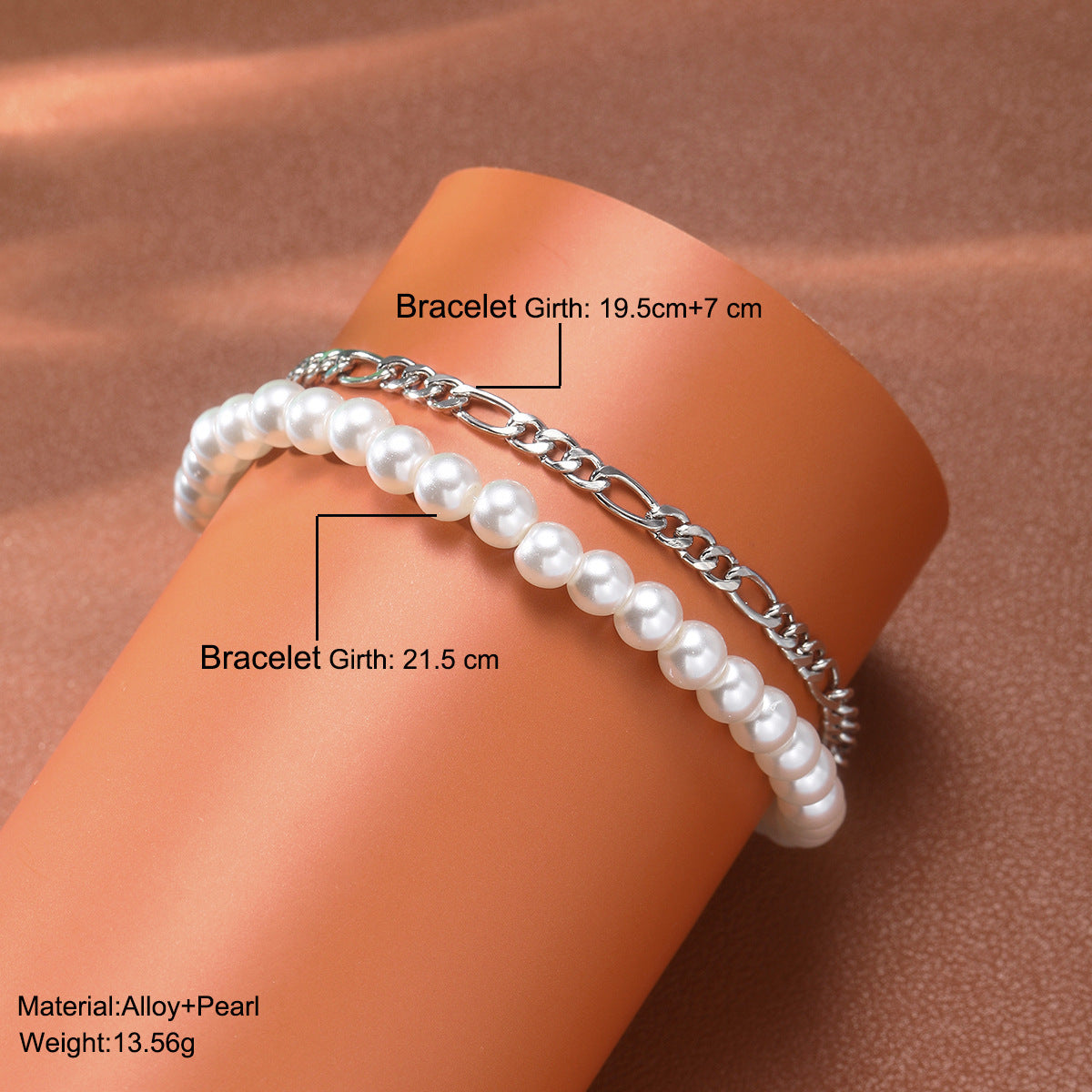 Round Imitation Pearl Chain bracelet
