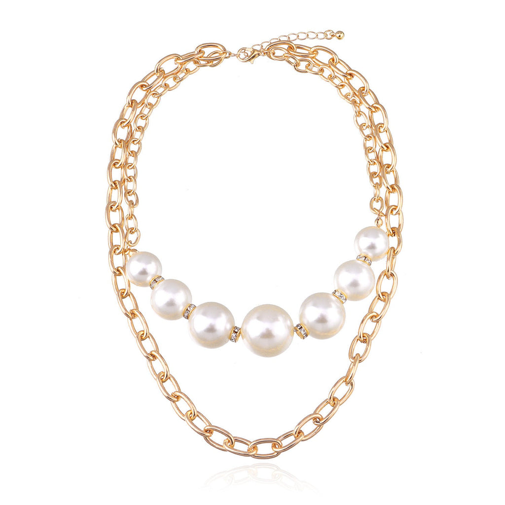 Punk Round Beads Double Layered Necklace