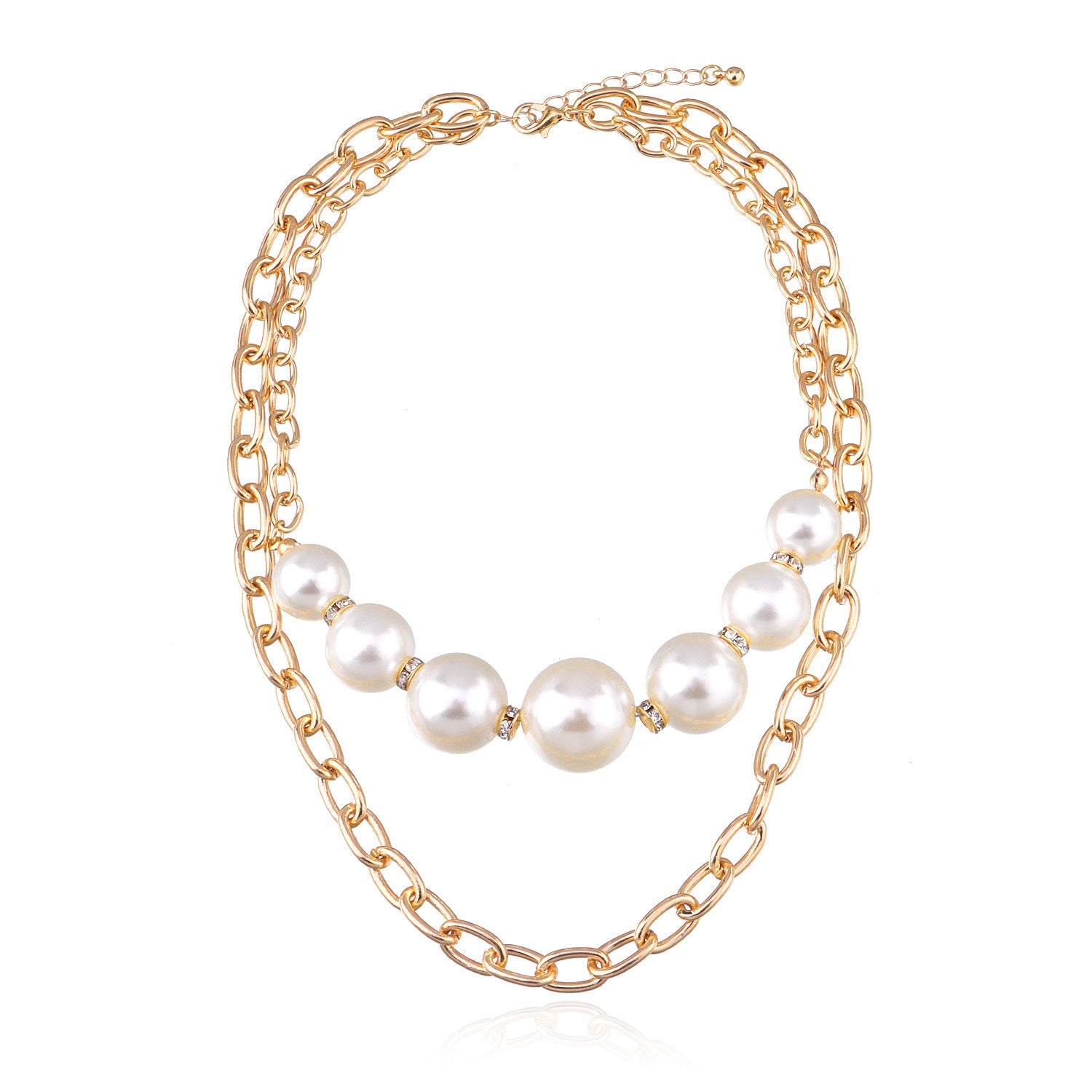 Punk Round Beads Double Layered Necklace