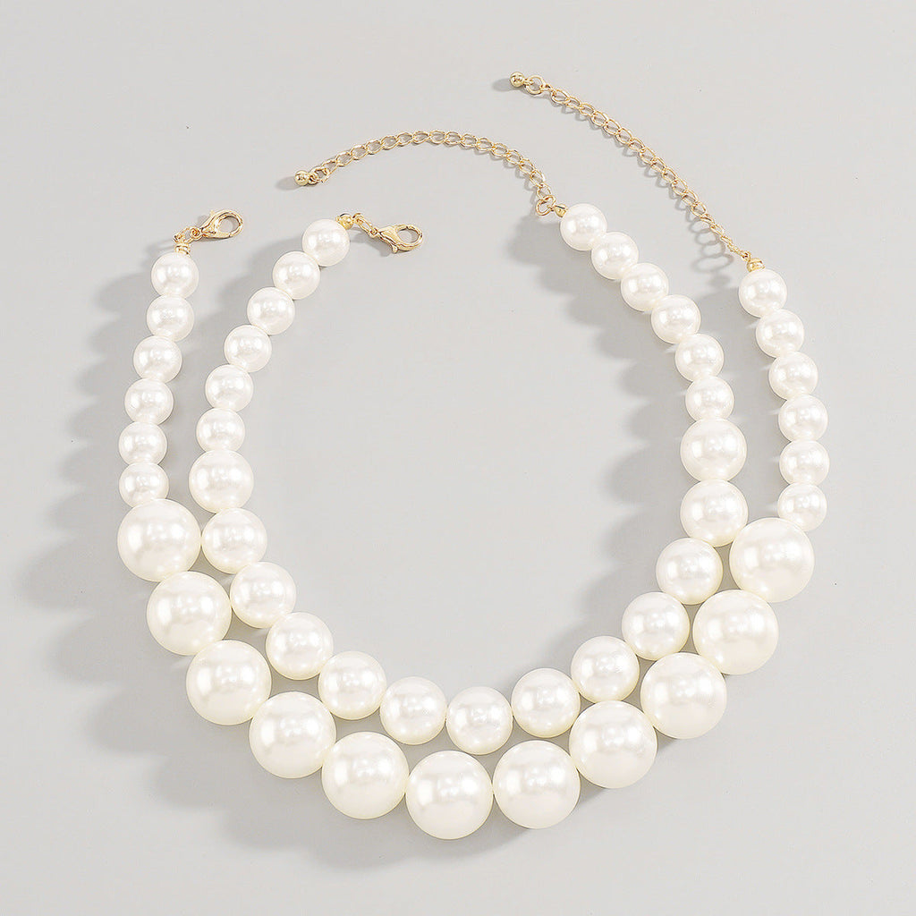 Boho Exaggerate Imitation Pearl Beaded Necklace Choker