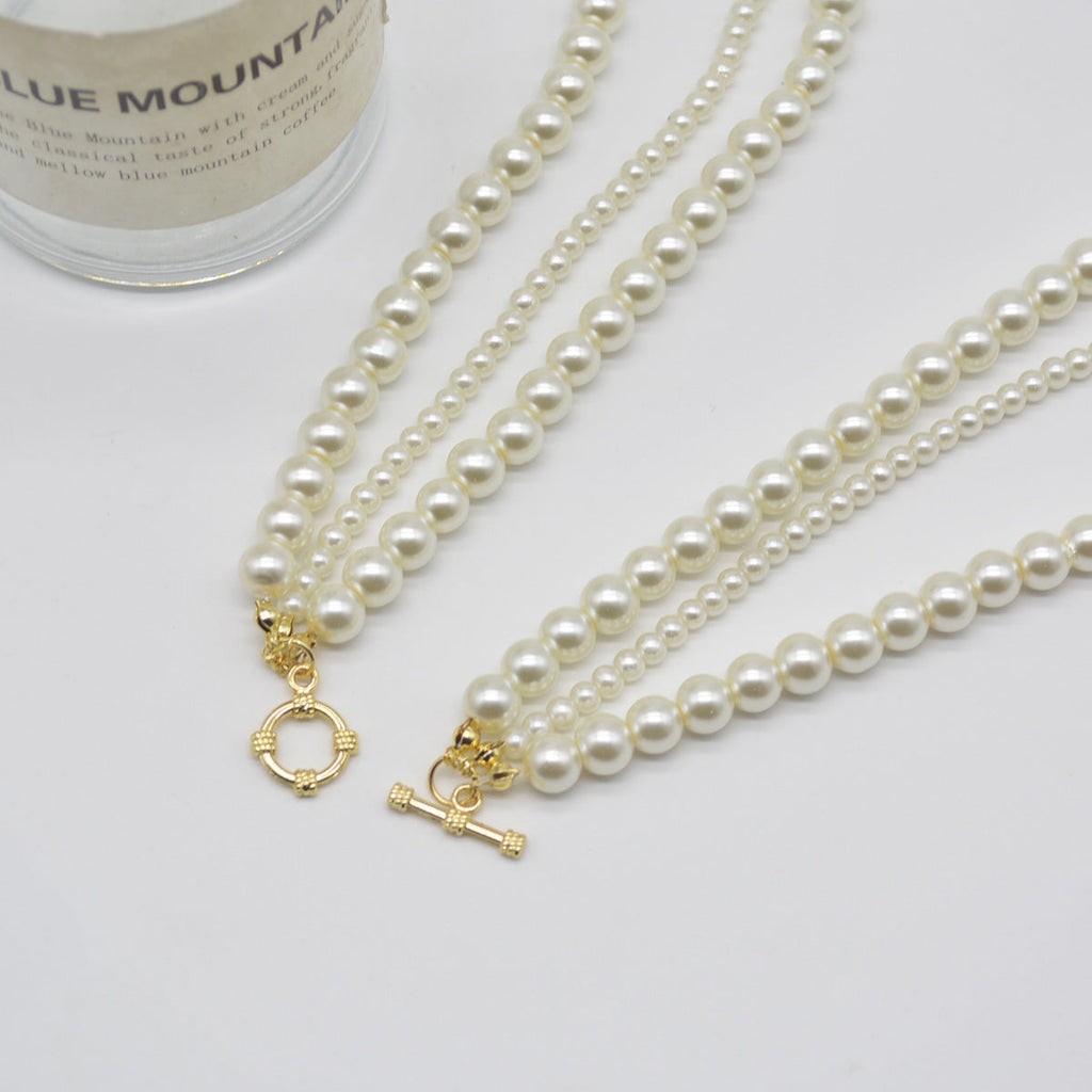 Fashion Retro Multi-layer Chain Beads Layered Necklace Pearl Necklace