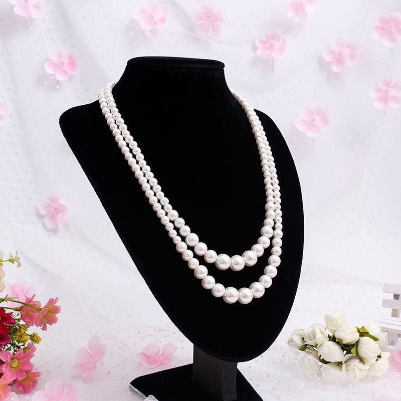 Multi-Layer Pearl Statement Bridal Choker Necklace for Wedding Party Jewelry