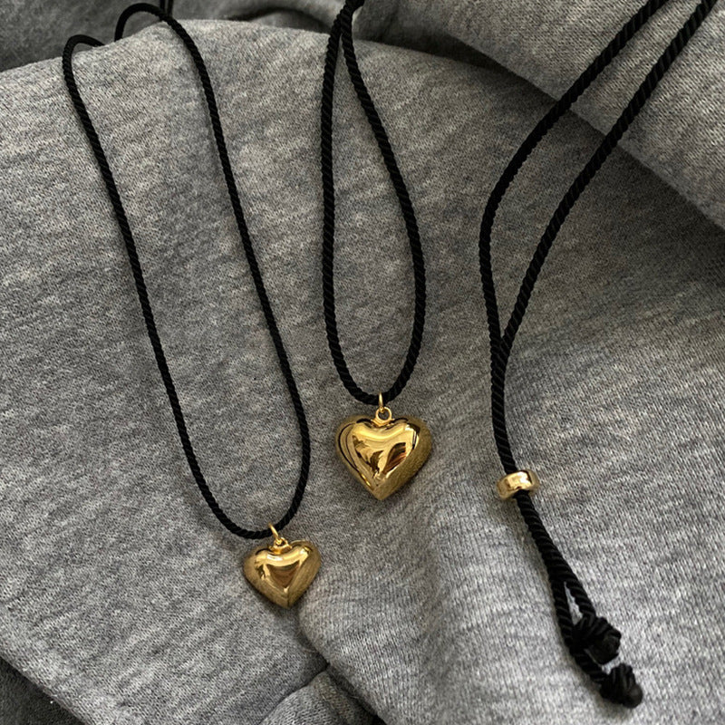 Braided Rope Love Pendant Charm Heart Necklace