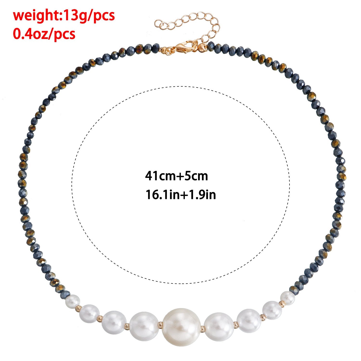 Pearl Baroque Glass Bead Chain Necklace