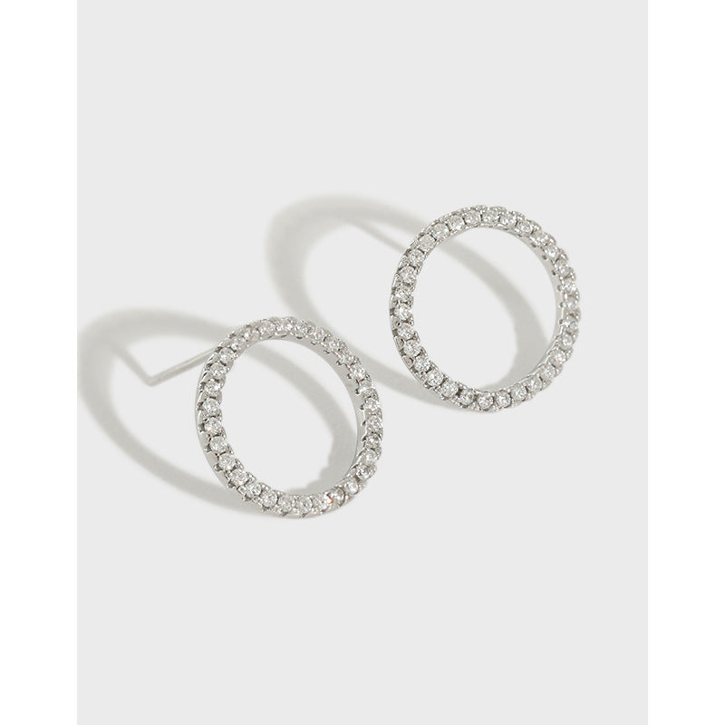 Round Full Rhinestone Stud Earrings