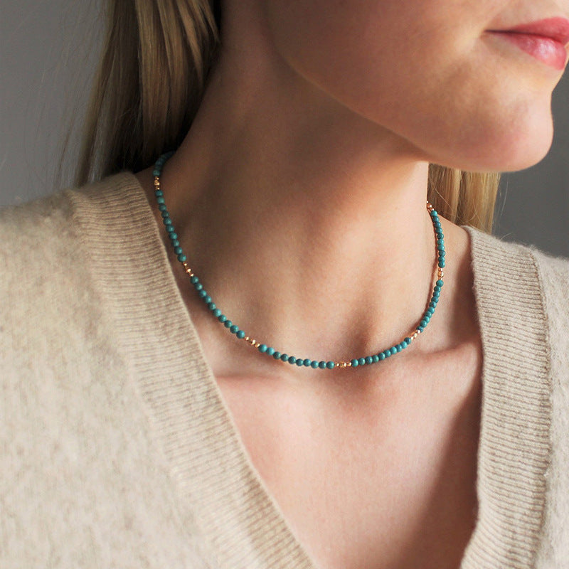 Natural Gemstone Turquoise Charms Necklace
