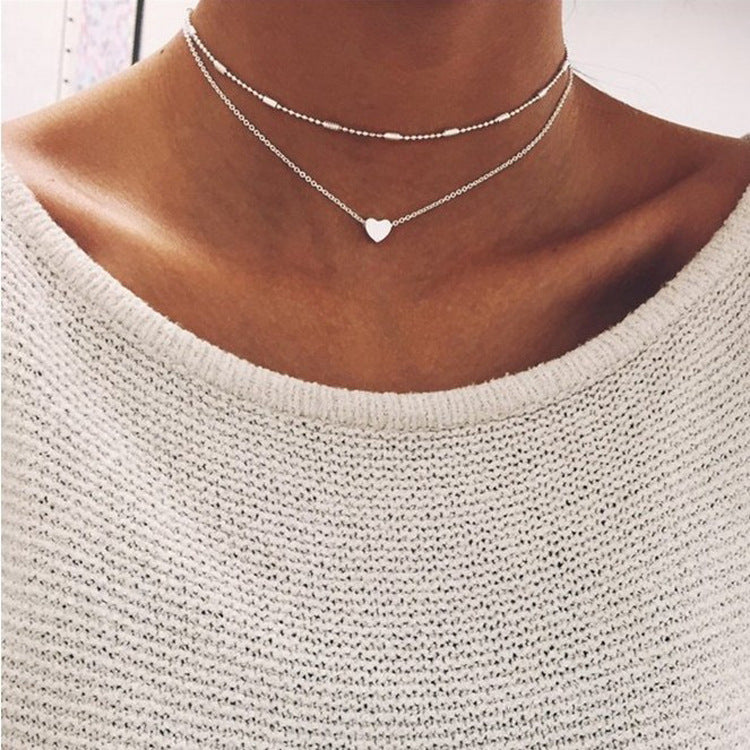 Layered Heart Pendant Necklace Jewelry for Women