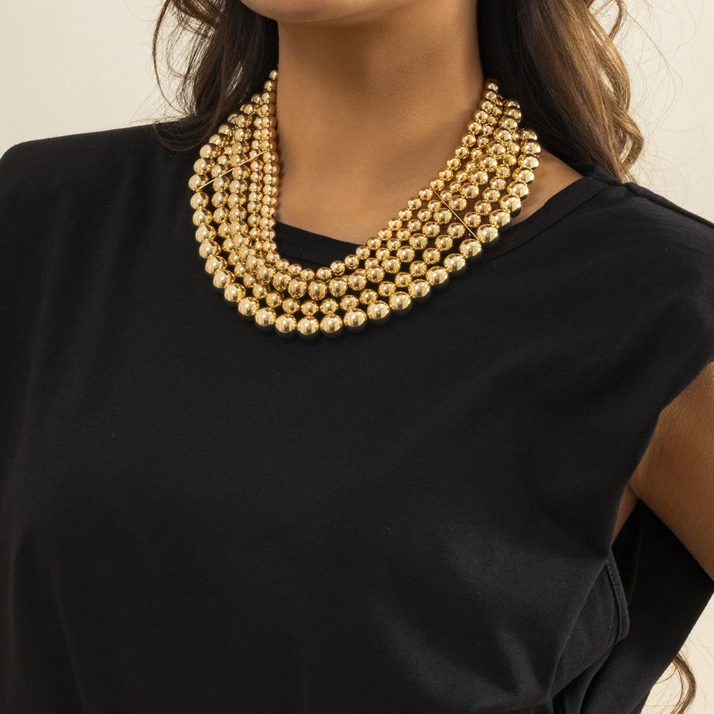 Boho Multilayer Chunky Beads Layered Choker Necklaces