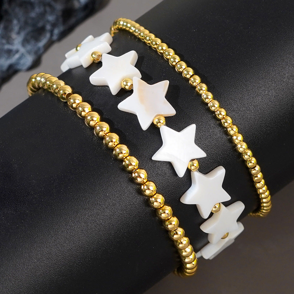 Shell Pentagram Elegant Bead Elastic Bracelet