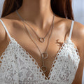 Round Pendant Chain Necklace Two Layers
