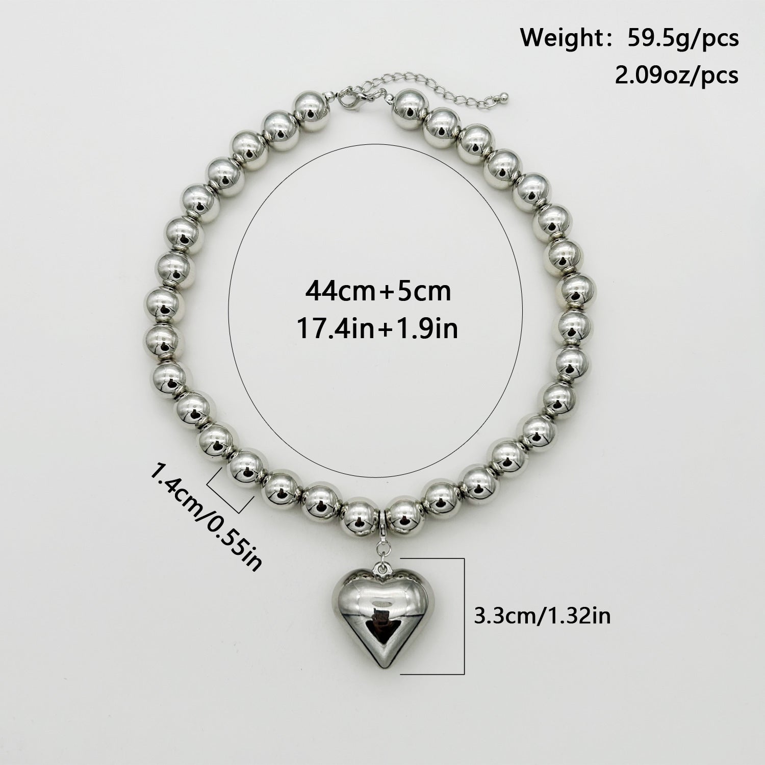 Chunky Heart Shape Exaggerated Big Beads Choker Necklace