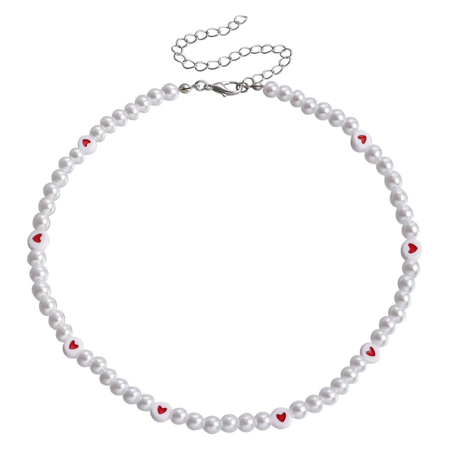 Love Imitation Pearl Necklace Beaded Clavicle Chain