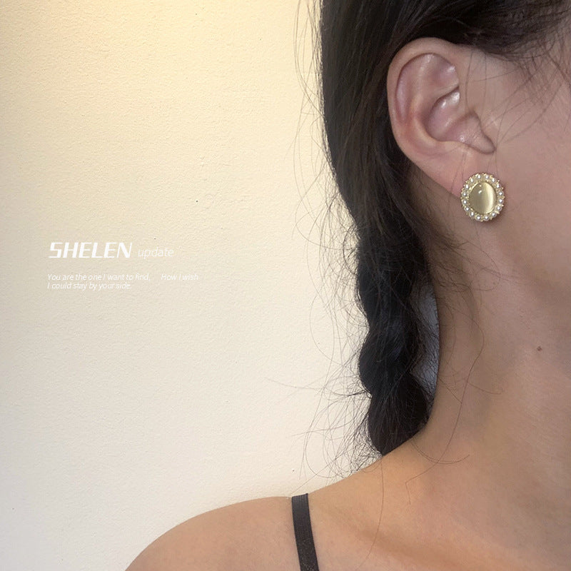 Oval Opal Stud Earrings for Women