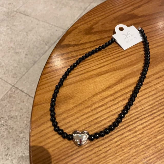 love Black Glass Bead Necklace