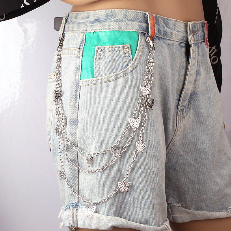 Punk Rock Layered Chain Belts Metal Keychains