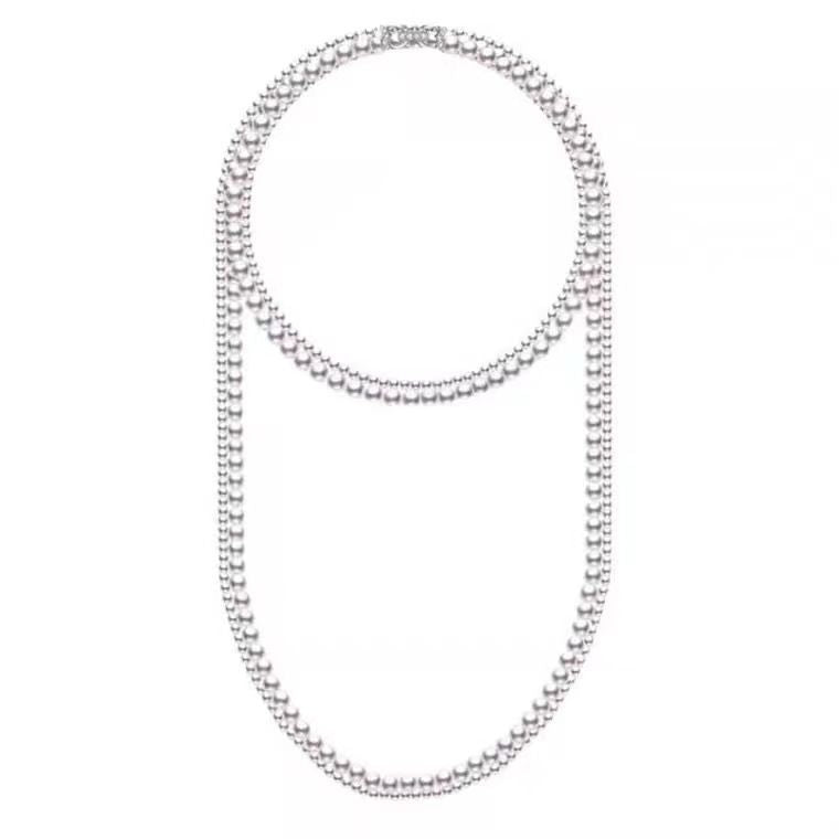 Double Layer Vintage Necklace Gown Accessories Jewelry French Retro Long Pearl Sweater Chain Necklace