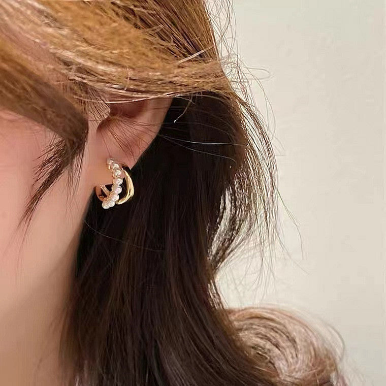 Double Layer Pearl Earrings