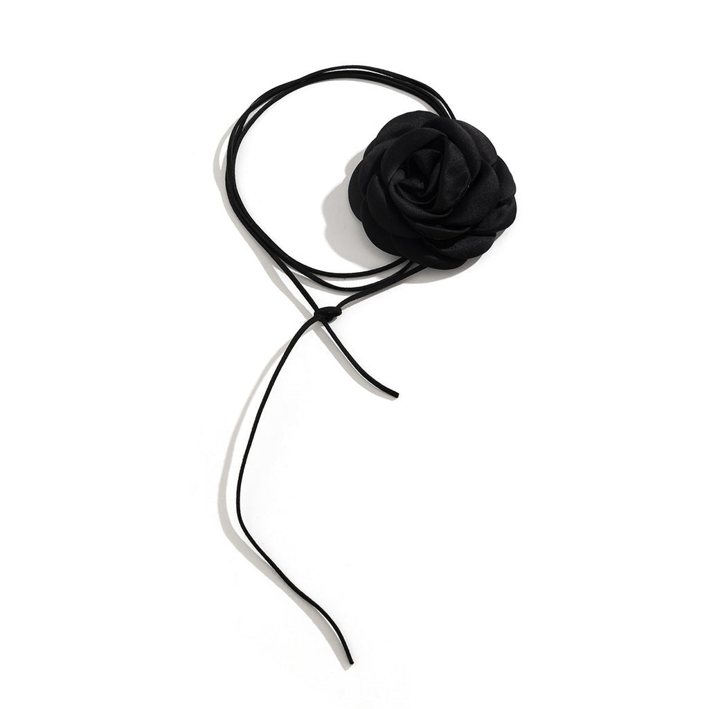 Retro Fabric Satin Rose Flower Necklace