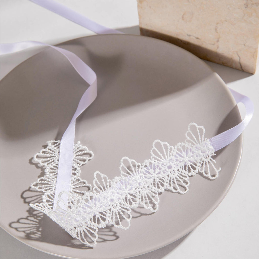 White Fabric Flower Lace Ankle Jewelry