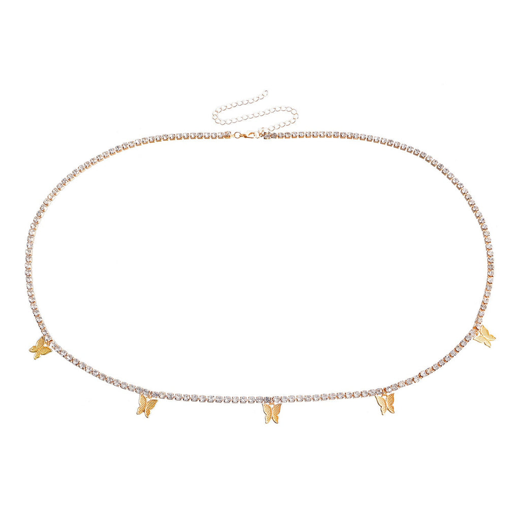 Butterfly Pendant Cross-Border Rhinestone Waist Chain